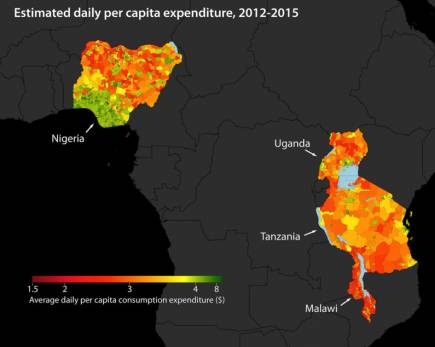Map of Western Africa with poverty data