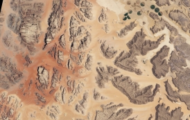 satellite image of Wadi Rum desert in Jordan